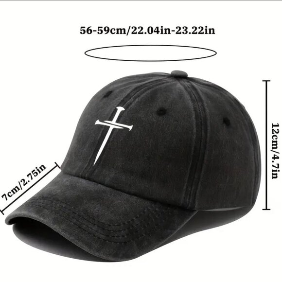HEPANDY EMBROIDED THREE NAILS CROSS BASEBALL HAT - Picture 3 of 4